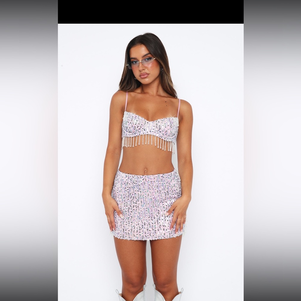 Just a dream white fox top and skirt set
